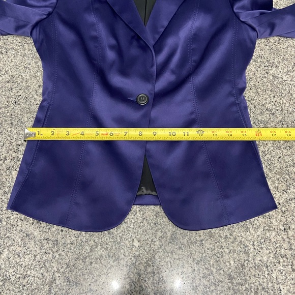 EXPRESS Design Studio Purple Thick Satin Fitted/Tailored One Button Blazer Sz 6 - Picture 17 of 17